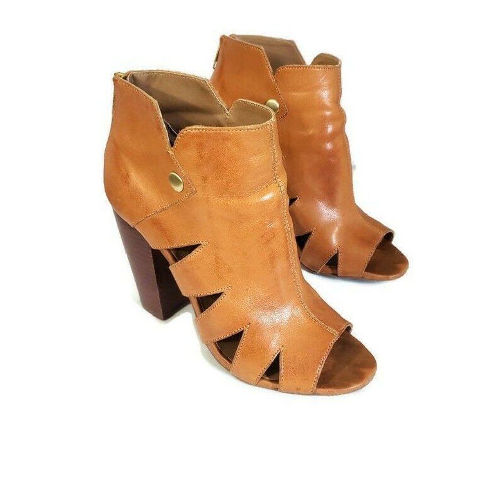 Kelsi Dagger Brown Open-Toe Ankle Booties